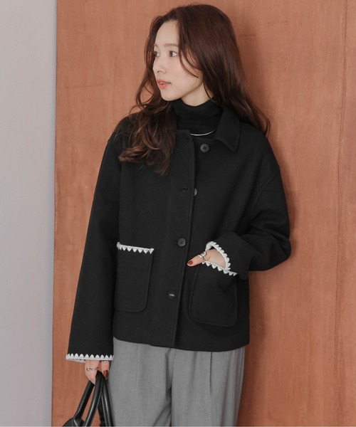 セール】ハマグリ刺繍 ショートコート（テーラードジャケット）｜AMELY