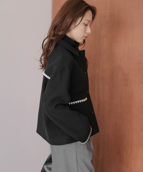 セール】ハマグリ刺繍 ショートコート（テーラードジャケット）｜AMELY