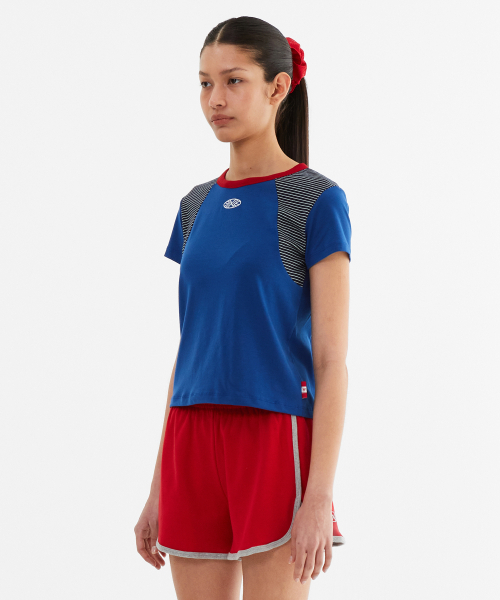 MENASOO（ミナス）の「MNS Raglan Stripe T Shirt_Blue（Tシャツ/カットソー・レディース・ブルー・F）」の2枚目の写真