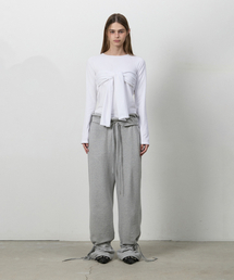 THREE TO EIGHTY（スリートゥエイティー）の「FOLD STRING SHIRRING PANTS M.GREY（スウェットパンツ）」