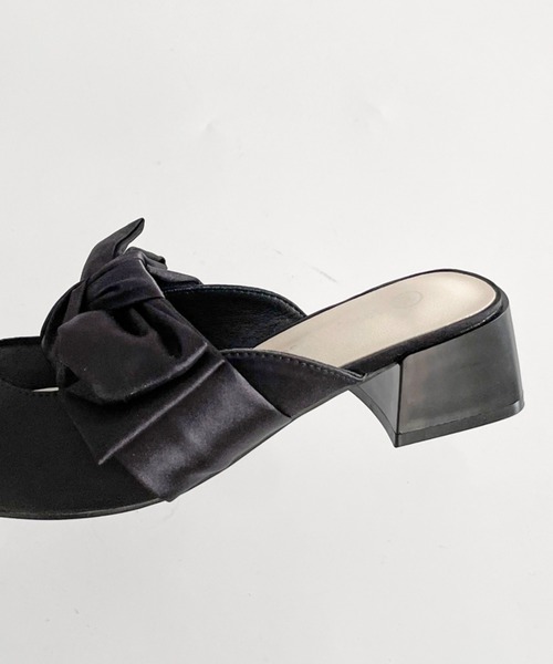 Shoes in Closet（シューズインクローゼット）の「軽量 ポインテッド ワイドヒール サテン リボン ミュール 2489（パンプス・レディース・ブラック/ライトベージュ/ピンク系その他・S/M/L/LL）」の19枚目の写真