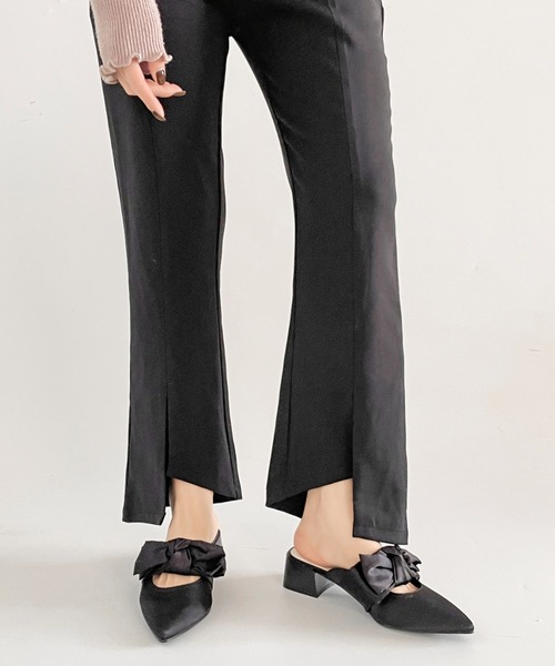 Shoes in Closet（シューズインクローゼット）の「軽量 ポインテッド ワイドヒール サテン リボン ミュール 2489（パンプス・レディース・ブラック/ライトベージュ/ピンク系その他・S/M/L/LL）」の7枚目の写真