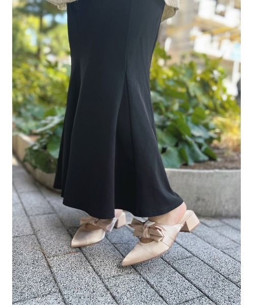 Shoes in Closet(シューズインクローゼット)の「軽量 ポインテッド ワイドヒール サテン リボン ミュール 2489(パンプス・レディース・ブラック/ライトベージュ/ピンク系その他・S/M/L/LL)」の22枚目の写真