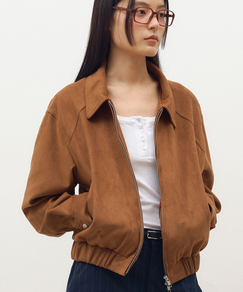 DOFFSEPT(ドフセプト)の「Vegan Leather Suede Crop Bomber in Camel(ライダースジャケット・レディース・その他・FREE)」の1枚目の写真