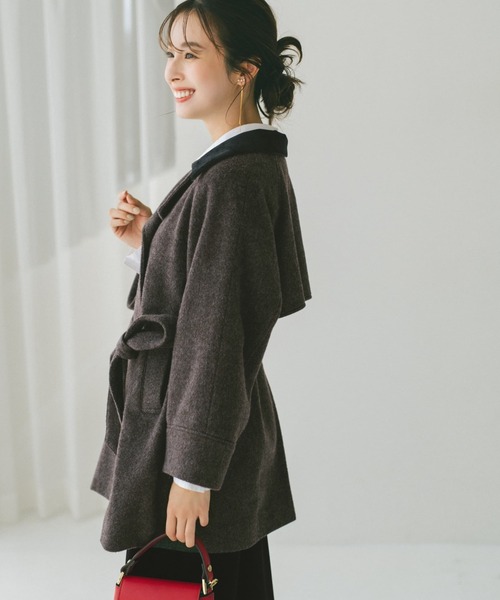 2wayカラーゴールドボタンミドルコート 【低身長・小柄女性】（その他