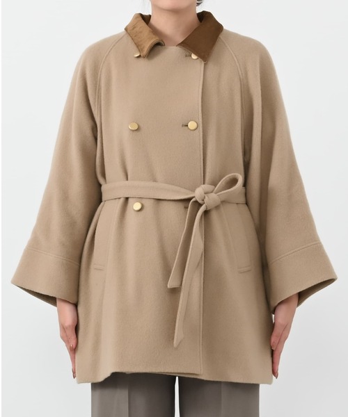 2wayカラーゴールドボタンミドルコート 【低身長・小柄女性】（その他