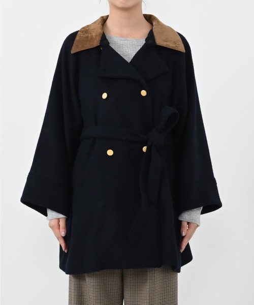 2wayカラーゴールドボタンミドルコート 【低身長・小柄女性】（その他