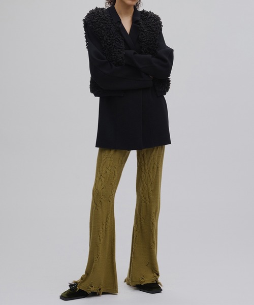 Ameri(アメリ)の「UND RANDOM CABLE KNIT PANTS(その他パンツ・レディース・アイボリー/ブラック/カーキ・SMALL/MEDIUM)」の6枚目の写真