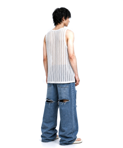 C WEAR BY THE GENIUS(シーウェアバイザジーニアス)の「シースルークラフトニットスリーブレスホワイト(Tシャツ/カットソー・メンズ・その他・size3/size1)」の3枚目の写真