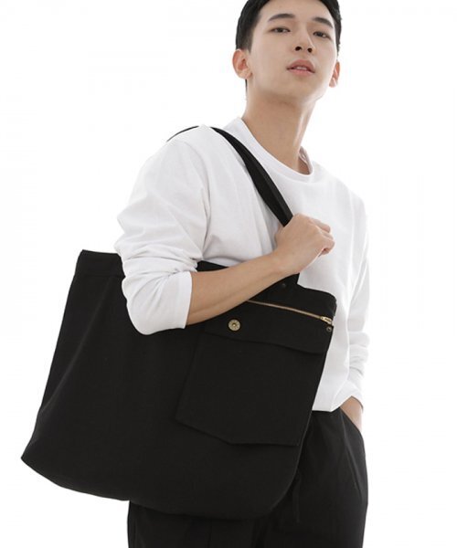 SAINTCREW(セントクルー)の「ジッパーポケットビッグサイズFZP-107エコバッグブラック(エコバッグ/サブバッグ・メンズ・その他・フリー)」の4枚目の写真