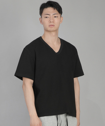 Vネック無地半袖Tシャツ BVS-823 ブラック