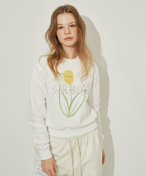 SARANAGI(サラナギ)の「SE0589- crop sweatshirt (ivory)(スウェット・レディース・アイボリー・FREE)」の4枚目の写真