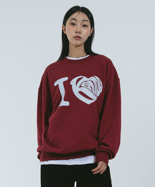 KENDA(ケンダ)の「I HEART KENDA MTM (BURGUNDY)(スウェット・レディース・バーガンディー・SMALL/MEDIUM/LARGE/X-LARGE)」の1枚目の写真