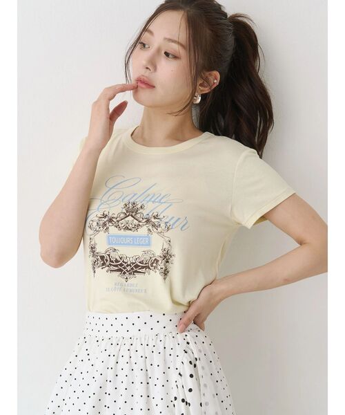 CALNAMUR（カルナムール）の「オーナメントモチーフプリントTシャツ（Tシャツ/カットソー・レディース・グレー/ホワイト/イエロー・FREE）」の7枚目の写真