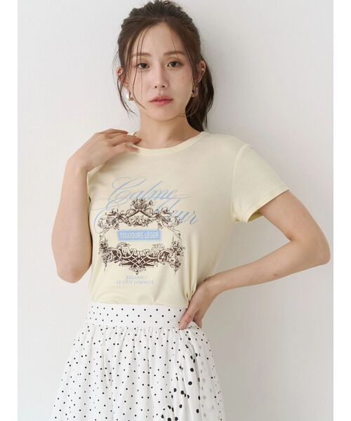 CALNAMUR（カルナムール）の「オーナメントモチーフプリントTシャツ（Tシャツ/カットソー・レディース・グレー/ホワイト/イエロー・FREE）」の9枚目の写真