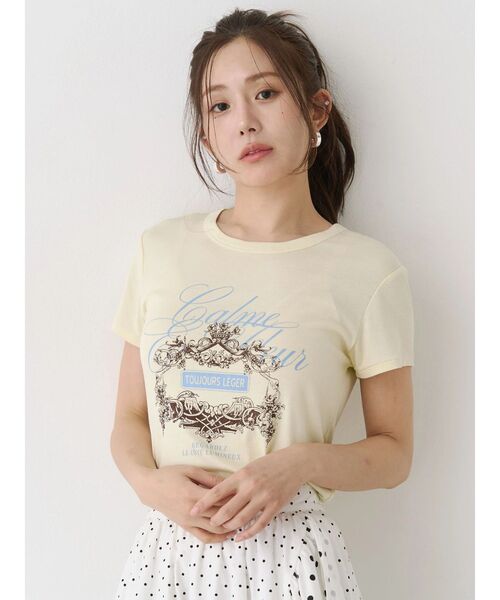 CALNAMUR（カルナムール）の「オーナメントモチーフプリントTシャツ（Tシャツ/カットソー・レディース・グレー/ホワイト/イエロー・FREE）」の10枚目の写真