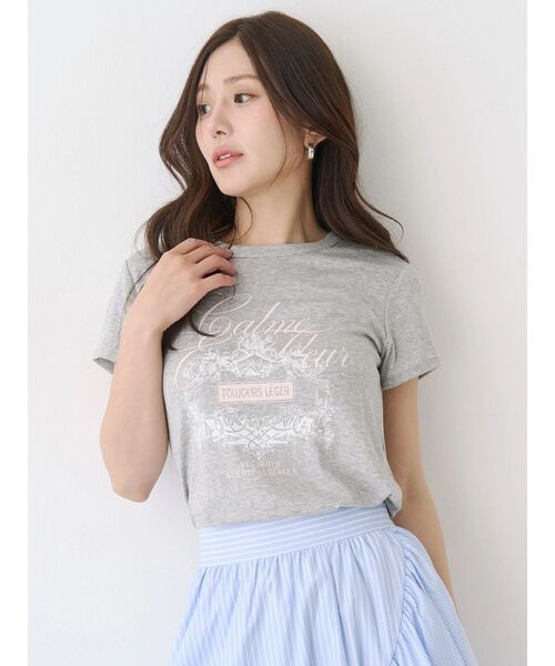 CALNAMUR（カルナムール）の「オーナメントモチーフプリントTシャツ（Tシャツ/カットソー・レディース・グレー/ホワイト/イエロー・FREE）」の13枚目の写真