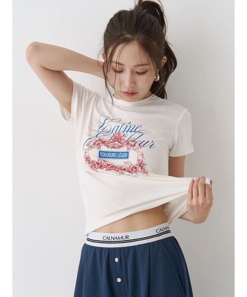 CALNAMUR（カルナムール）の「オーナメントモチーフプリントTシャツ（Tシャツ/カットソー・レディース・グレー/ホワイト/イエロー・FREE）」の17枚目の写真