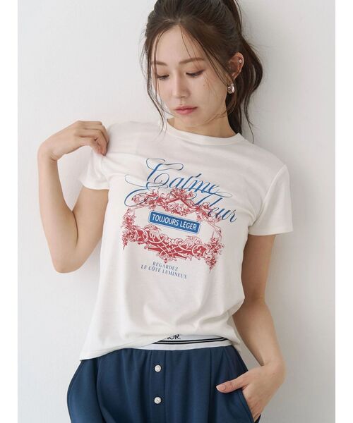 CALNAMUR（カルナムール）の「オーナメントモチーフプリントTシャツ（Tシャツ/カットソー・レディース・グレー/ホワイト/イエロー・FREE）」の18枚目の写真