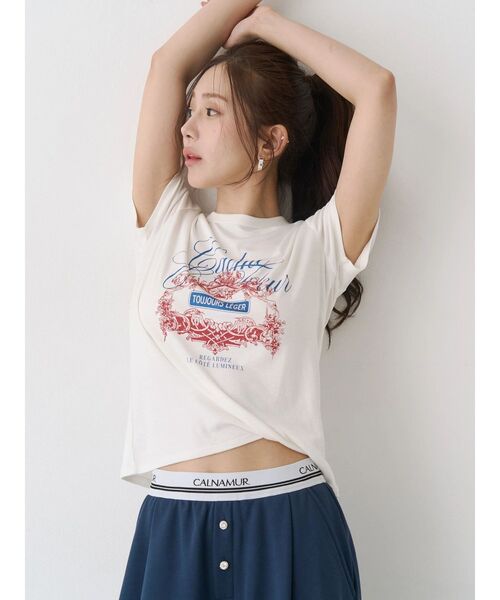 CALNAMUR（カルナムール）の「オーナメントモチーフプリントTシャツ（Tシャツ/カットソー・レディース・グレー/ホワイト/イエロー・FREE）」の19枚目の写真