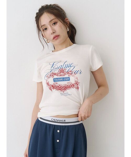 CALNAMUR（カルナムール）の「オーナメントモチーフプリントTシャツ（Tシャツ/カットソー・レディース・グレー/ホワイト/イエロー・FREE）」の20枚目の写真