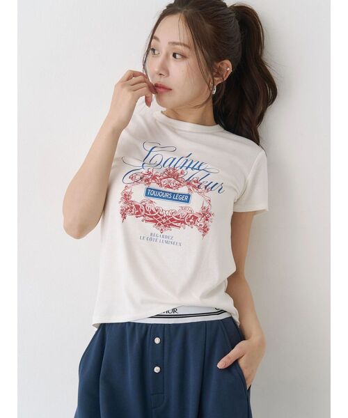CALNAMUR（カルナムール）の「オーナメントモチーフプリントTシャツ（Tシャツ/カットソー・レディース・グレー/ホワイト/イエロー・FREE）」の21枚目の写真