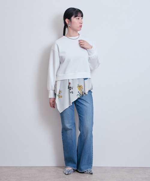 LHELBIE（レルビエ）の「レイヤードドッキングトップス（Tシャツ/カットソー・レディース・ブラック/オフホワイト・M）」の7枚目の写真