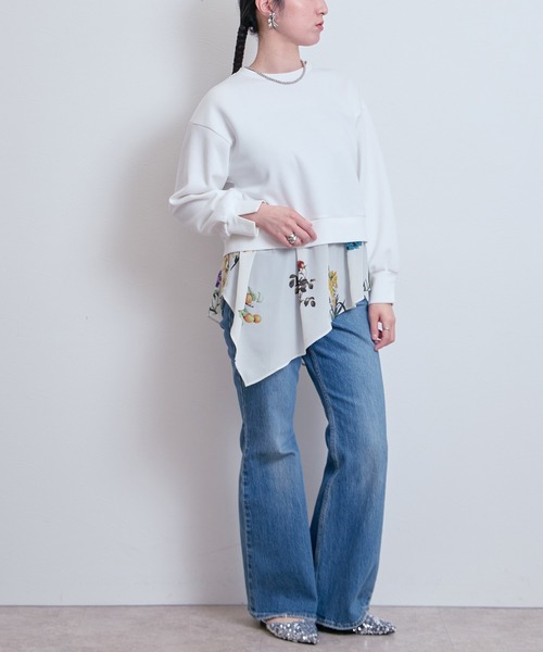LHELBIE（レルビエ）の「レイヤードドッキングトップス（Tシャツ/カットソー・レディース・ブラック/オフホワイト・M）」の18枚目の写真