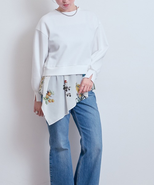 LHELBIE（レルビエ）の「レイヤードドッキングトップス（Tシャツ/カットソー・レディース・ブラック/オフホワイト・M）」の9枚目の写真