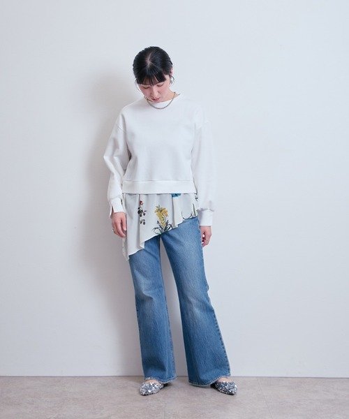 LHELBIE（レルビエ）の「レイヤードドッキングトップス（Tシャツ/カットソー・レディース・ブラック/オフホワイト・M）」の19枚目の写真