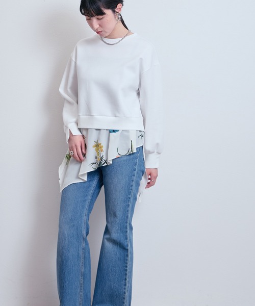 LHELBIE（レルビエ）の「レイヤードドッキングトップス（Tシャツ/カットソー・レディース・ブラック/オフホワイト・M）」の10枚目の写真