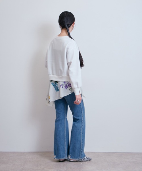 LHELBIE（レルビエ）の「レイヤードドッキングトップス（Tシャツ/カットソー・レディース・ブラック/オフホワイト・M）」の11枚目の写真