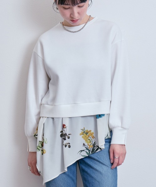 LHELBIE（レルビエ）の「レイヤードドッキングトップス（Tシャツ/カットソー・レディース・ブラック/オフホワイト・M）」の5枚目の写真