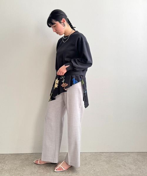 LHELBIE（レルビエ）の「レイヤードドッキングトップス（Tシャツ/カットソー・レディース・ブラック/オフホワイト・M）」の22枚目の写真