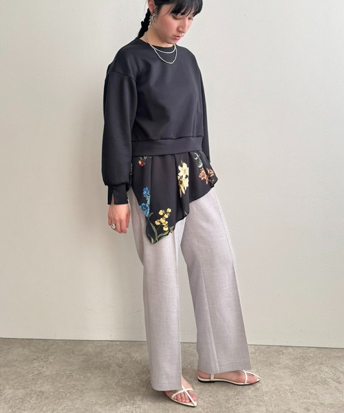 LHELBIE（レルビエ）の「レイヤードドッキングトップス（Tシャツ/カットソー・レディース・ブラック/オフホワイト・M）」の14枚目の写真
