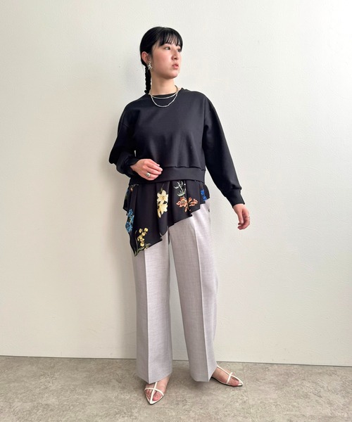 LHELBIE（レルビエ）の「レイヤードドッキングトップス（Tシャツ/カットソー・レディース・ブラック/オフホワイト・M）」の21枚目の写真