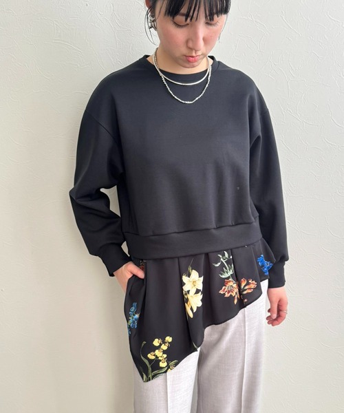 LHELBIE（レルビエ）の「レイヤードドッキングトップス（Tシャツ/カットソー・レディース・ブラック/オフホワイト・M）」の12枚目の写真