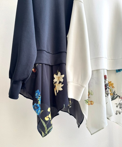 LHELBIE（レルビエ）の「レイヤードドッキングトップス（Tシャツ/カットソー・レディース・ブラック/オフホワイト・M）」の4枚目の写真