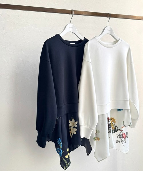 LHELBIE（レルビエ）の「レイヤードドッキングトップス（Tシャツ/カットソー・レディース・ブラック/オフホワイト・M）」の3枚目の写真