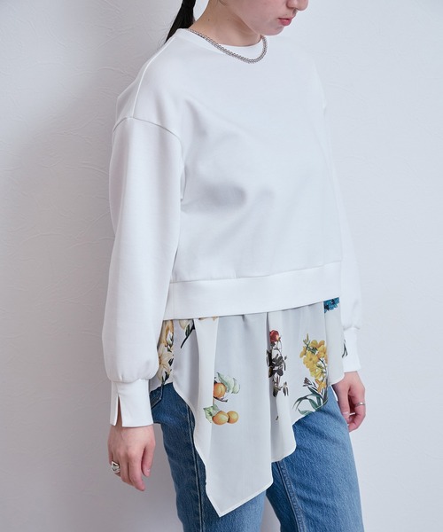 LHELBIE（レルビエ）の「レイヤードドッキングトップス（Tシャツ/カットソー・レディース・ブラック/オフホワイト・M）」の6枚目の写真