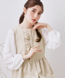 couture brooch | 【ハレの日・通勤】フリルドッキング ペプラムブラウス(シャツ/ブラウス)