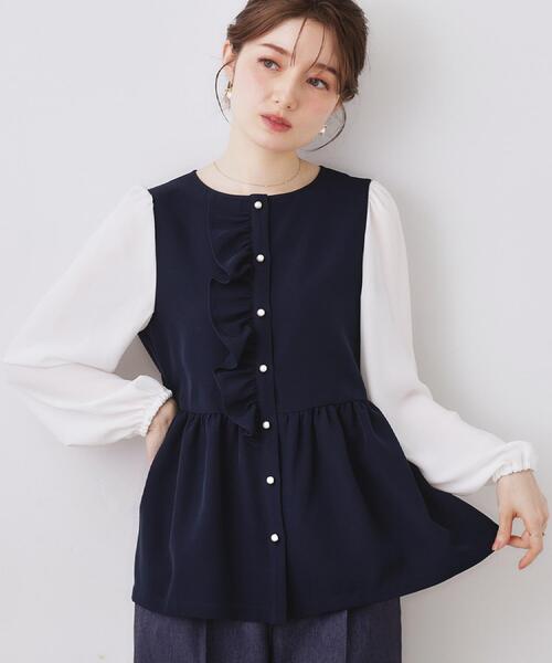 couture brooch（クチュールブローチ）の「【ハレの日・通勤】フリルドッキング ペプラムブラウス（シャツ/ブラウス・レディース・ナチュラル/ネイビー・40/38/36/42）」の20枚目の写真