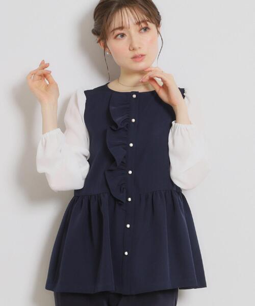 couture brooch（クチュールブローチ）の「【ハレの日・通勤】フリルドッキング ペプラムブラウス（シャツ/ブラウス・レディース・ナチュラル/ネイビー・40/38/36/42）」の15枚目の写真