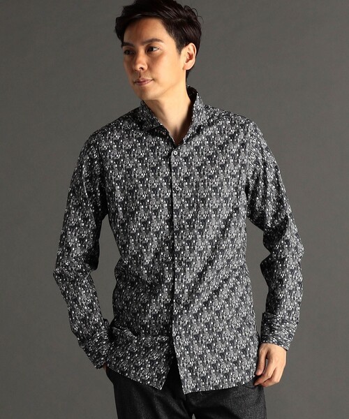 MONSIEUR NICOLE（ムッシュニコル）の「TEXTA ワイングラスプリントブロード カッタウェイカラーシャツ（シャツ/ブラウス・メンズ・ボルドー/ブラック・X-LARGE/LARGE/MEDIUM/SMALL）」の2枚目の写真