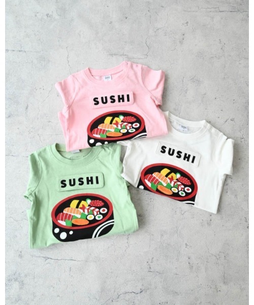 CHEEK ROOM(チークルーム)の「CHEEK ROOM/チークルーム 桶のお寿司ロングTシャツ(Tシャツ/カットソー・キッズ・オフホワイト/ピンク/グリーン・120cm/130cm/80cm/90cm/100cm/110cm)」の22枚目の写真