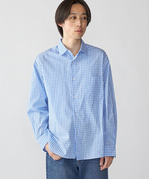 City Ambient Products（シティアンビエントプロダクツ）の「City Ambient Products: ブロード ストライプ チェック シャツ（シャツ/ブラウス・メンズ・レッド/ブラウン/サックスブルー/ブルー/スカイブルー・MEDIUM/SMALL/LARGE）」の3枚目の写真