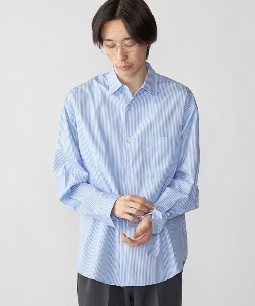 City Ambient Products（シティアンビエントプロダクツ）の「City Ambient Products: ブロード ストライプ チェック シャツ（シャツ/ブラウス・メンズ・レッド/ブラウン/サックスブルー/ブルー/スカイブルー・MEDIUM/SMALL/LARGE）」の4枚目の写真