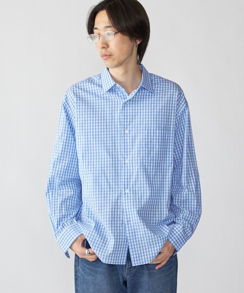 City Ambient Products（シティアンビエントプロダクツ）の「City Ambient Products: ブロード ストライプ チェック シャツ（シャツ/ブラウス・メンズ・レッド/ブラウン/サックスブルー/ブルー/スカイブルー・MEDIUM/SMALL/LARGE）」の8枚目の写真