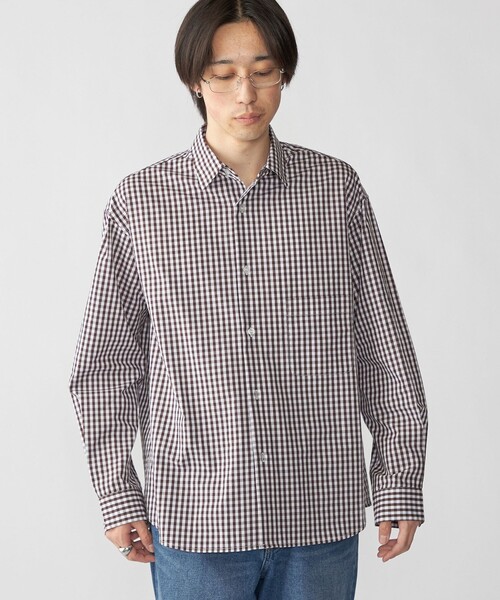 City Ambient Products（シティアンビエントプロダクツ）の「City Ambient Products: ブロード ストライプ チェック シャツ（シャツ/ブラウス・メンズ・レッド/ブラウン/サックスブルー/ブルー/スカイブルー・MEDIUM/SMALL/LARGE）」の20枚目の写真