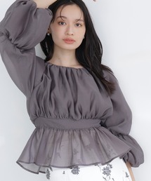 NATURAL BEAUTY BASIC（ナチュラルビューティーベーシック）の「◇シアーギャザーペプラムブラウス（シャツ/ブラウス）」